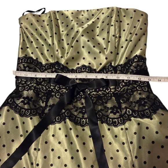 Jessica McClintock Gunne Sax Y2k 80s 90s Ballerina Strapless Prom Polka Dot Sz 7 - Picture 4 of 10